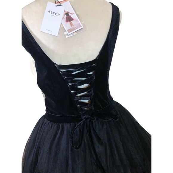 NWT ALYCE PARIS Dress Prom Cocktail Mini Tulle Black Ballerina Style Size 10 - Picture 6 of 11